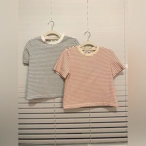 COS Striped Short Sleeve Tees - Black and Pink
